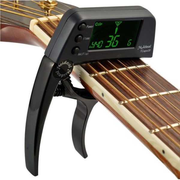 Professional Guitar Tuner Clip, Loftstyle Chromatic Clip-on Tuner with Rotational LCD Screen Light Display Single-handed Guitar Capo - Image 3