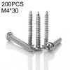 200 PCS 201 Stainless Steel Cross Round-headed Tapping Thread Screw, M4x30
