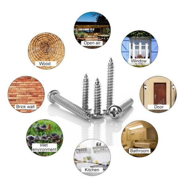 200 PCS 201 Stainless Steel Cross Round-headed Tapping Thread Screw, M5x30 - Image 5