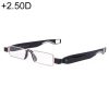 Portable Folding 360 Degree Rotation Presbyopic Reading Glasses with Pen Hanging, +2.50D (Black)