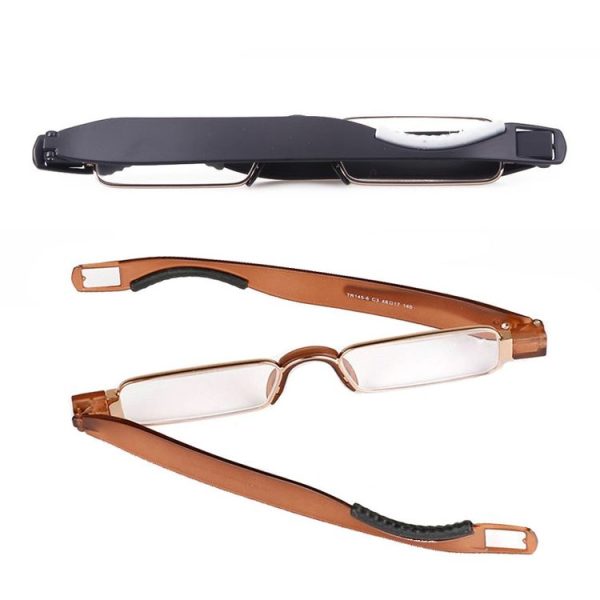 Portable Folding 360 Degree Rotation Presbyopic Reading Glasses with Pen Hanging, +2.50D (Black) - Image 4