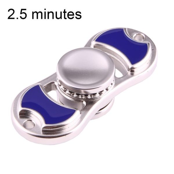 Zinc Alloy Fidget Spinner Toy Stress Reducer Anti-Anxiety Toy for Children and Adults, 2.5 Minutes Rotation Time, Small Steel Beads Bearing, Two Leaves (Dark Blue)