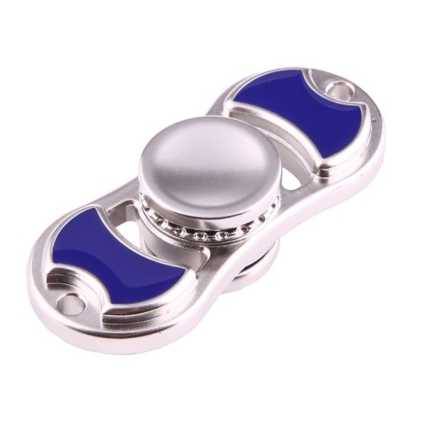 Zinc Alloy Fidget Spinner Toy Stress Reducer Anti-Anxiety Toy for Children and Adults, 2.5 Minutes Rotation Time, Small Steel Beads Bearing, Two Leaves (Dark Blue) - Image 2