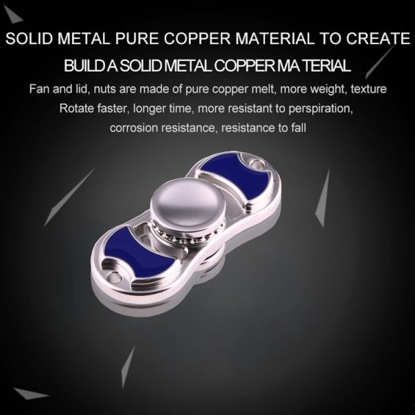 Zinc Alloy Fidget Spinner Toy Stress Reducer Anti-Anxiety Toy for Children and Adults, 2.5 Minutes Rotation Time, Small Steel Beads Bearing, Two Leaves (Dark Blue) - Image 6