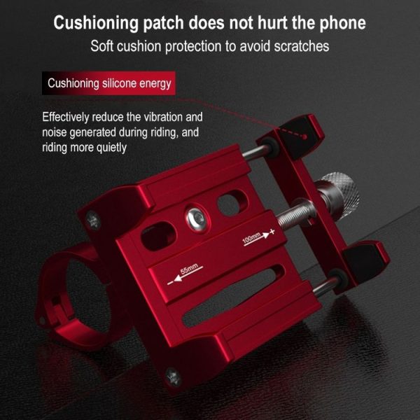 BIKERSAY MP005 Bicycle Aluminum Alloy Mobile Phone Holder Motorcycle Handlebar Bracket (Red) - Image 4
