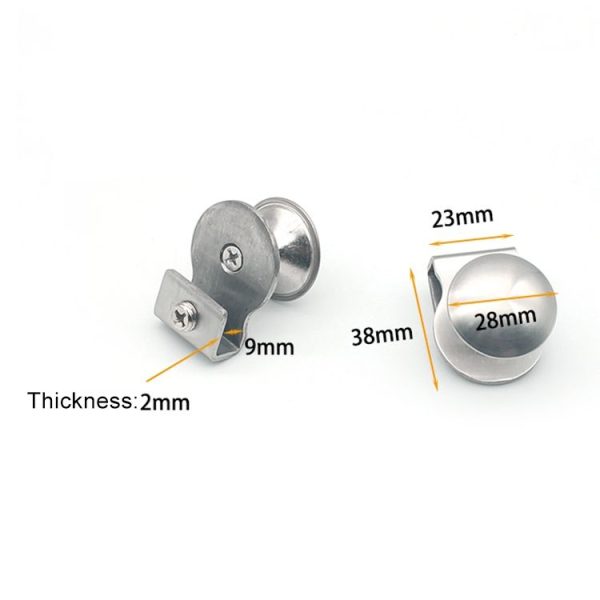 Stainless Steel Wire Drawing Open Hole Free Glass Cabinet Door Handle, Size: S - Image 3