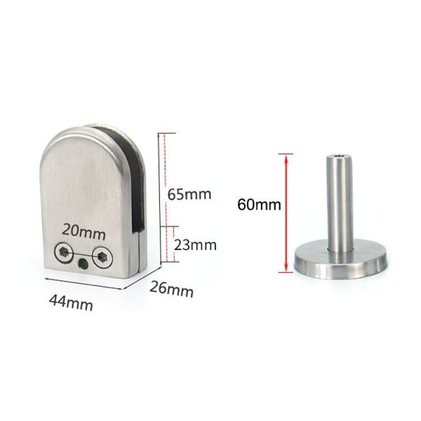201 Stainless Steel Glass Fish Mouth Support Rod Fixing Clip with 14x60mm Rod, Specification: L - Image 3