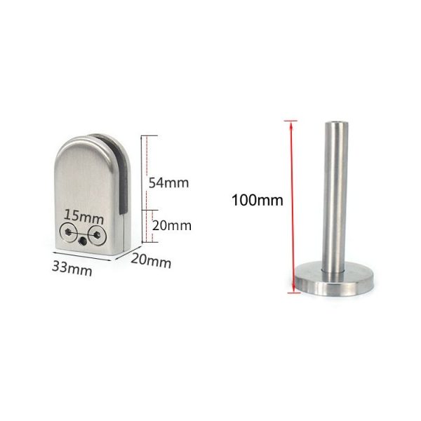 201 Stainless Steel Glass Fish Mouth Support Rod Fixing Clip with 14x100mm Rod, Specification: S - Image 3