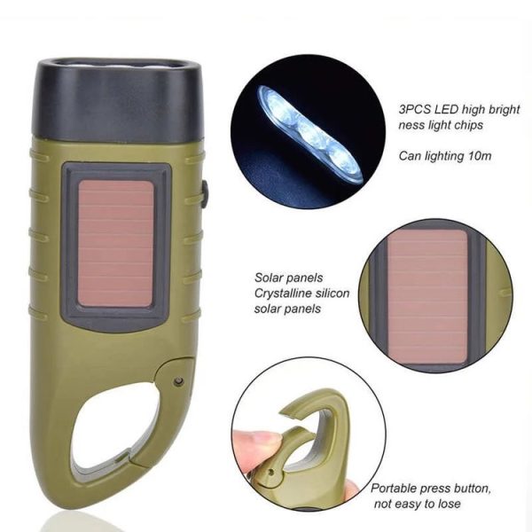 AOTU AT5503 Outdoor Solar Hand-Crank Power Emergency LED Flashlight (Yellow) - Image 8