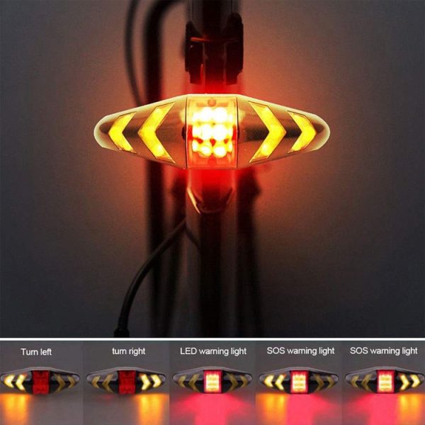 Bicycle Tail Light Intelligent Wireless Remote Control Turn Signal Warning Light (White) - Image 7