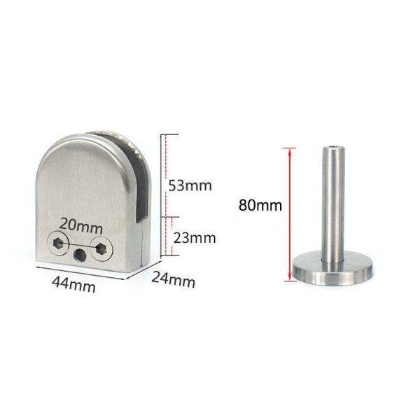 201 Stainless Steel Glass Fish Mouth Support Rod Fixing Clip with 14x80mm Rod, Specification: M - Image 3
