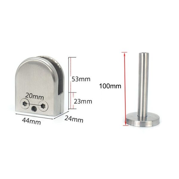 201 Stainless Steel Glass Fish Mouth Support Rod Fixing Clip with 14x100mm Rod, Specification: M - Image 3