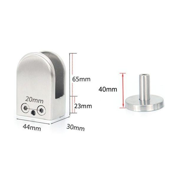 304 Stainless Steel Glass Fish Mouth Support Rod Fixing Clip with 14x40mm Rod, Specification: XL - Image 3