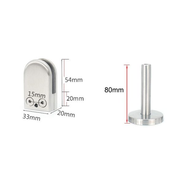 304 Stainless Steel Glass Fish Mouth Support Rod Fixing Clip with 14x80mm Rod, Specification: S - Image 3