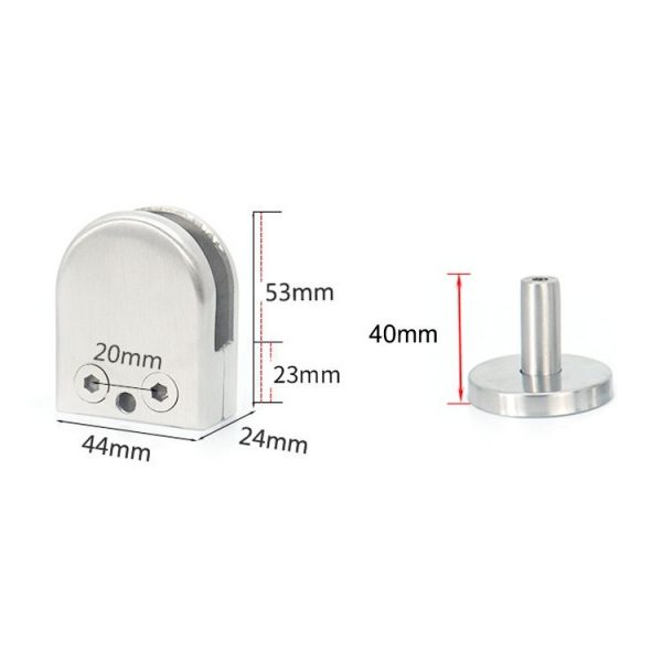 304 Stainless Steel Glass Fish Mouth Support Rod Fixing Clip with 14x40mm Rod, Specification: M - Image 3