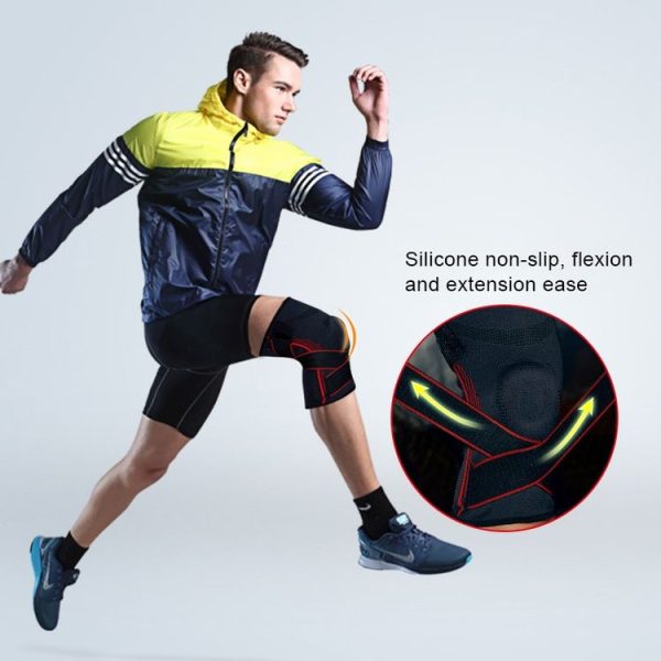 Sports High Elastic Shockproof Non-slip Silicone Knee Support Guards with Pressure Strip Size: L - Image 7