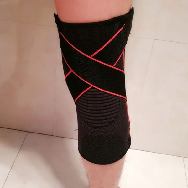Sports High Elastic Shockproof Non-slip Silicone Knee Support Guards with Pressure Strip Size: L - Image 9