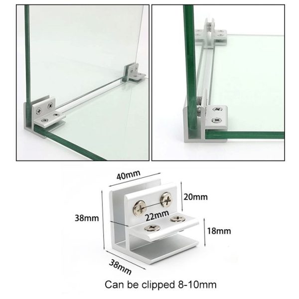 Aluminum Alloy Glass Combination Clamp Cabinet Partition Fixing Clip, 90 degrees Cliped 8-10mm - Image 4