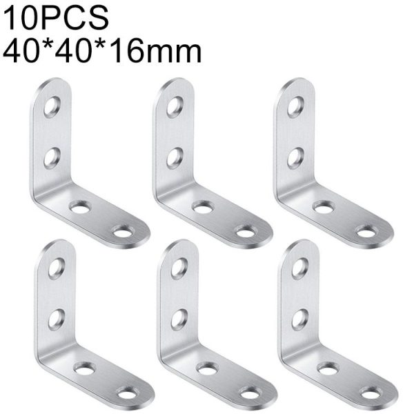 10pcs Stainless Steel 90 Degree Angle Bracket, Corner Brace Joint Bracket Fastener Furniture Cabinet Screens Wall (40mm)