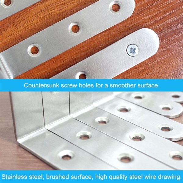 10pcs Stainless Steel 90 Degree Angle Bracket, Corner Brace Joint Bracket Fastener Furniture Cabinet Screens Wall (40mm) - Image 4