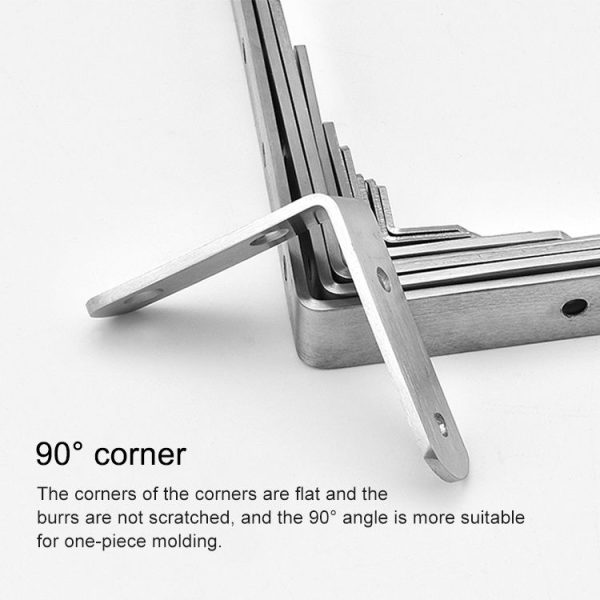 2pcs Stainless Steel 90 Degree Angle Bracket, Corner Brace Joint Bracket Fastener Furniture Cabinet Screens Wall (100mm) - Image 5