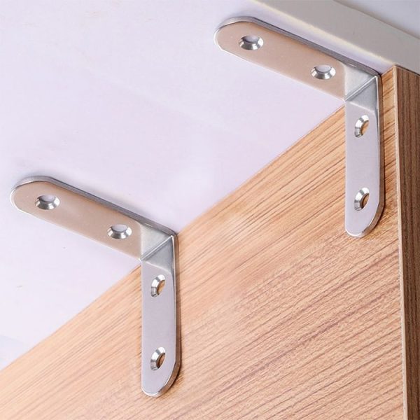 2pcs Stainless Steel 90 Degree Angle Bracket, Corner Brace Joint Bracket Fastener Furniture Cabinet Screens Wall (100mm) - Image 6
