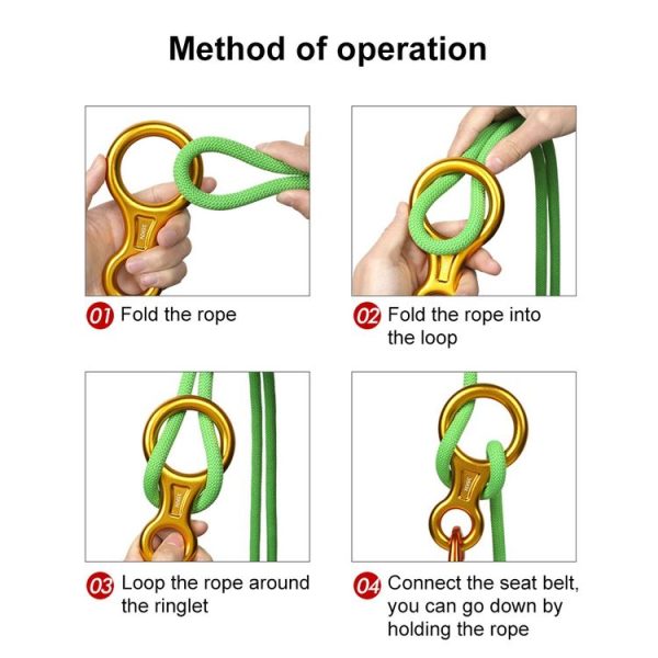 Climbing Rescue Figure 8 Descender Rappelling Gear Belay Device (Dark Gray) - Image 4