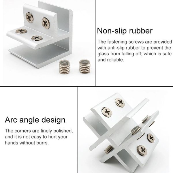 Aluminum Alloy Glass Combination Clamp Cabinet Partition Fixing Clip, 180 degrees Cliped 8-10mm - Image 3