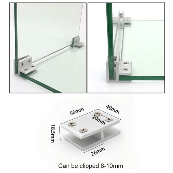 Aluminum Alloy Glass Combination Clamp Cabinet Partition Fixing Clip, 180 degrees Cliped 8-10mm - Image 4