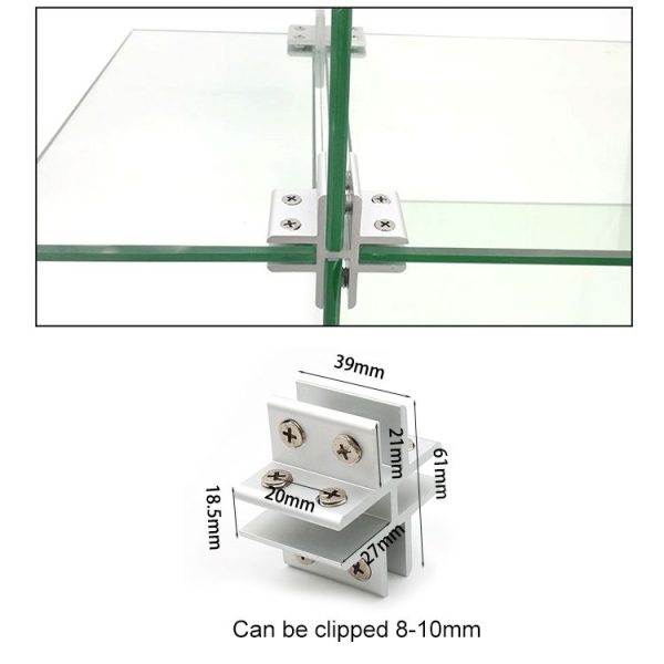 Cross-type Aluminum Alloy Glass Combination Clamp Cabinet Partition Fixing Clip, Cliped 8-10mm - Image 4