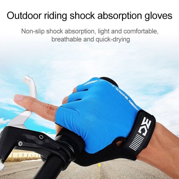BaseCamp BC-204 Bicycle Half Finger Gloves Lycra Fabric Cycling Gloves, Size: XL (Blue) - Image 10