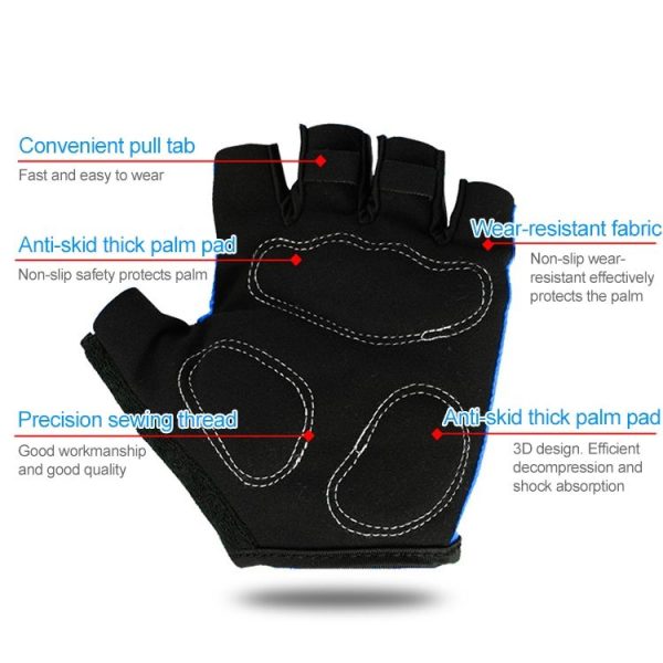 BaseCamp BC-204 Bicycle Half Finger Gloves Lycra Fabric Cycling Gloves, Size: XL (Blue) - Image 3