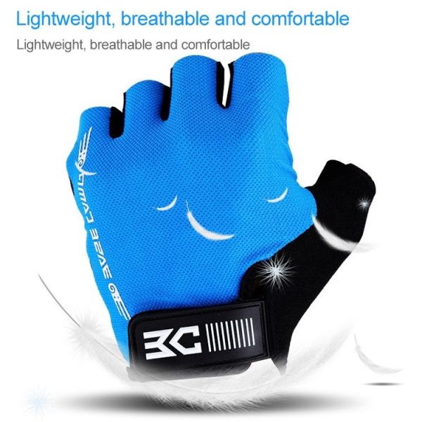 BaseCamp BC-204 Bicycle Half Finger Gloves Lycra Fabric Cycling Gloves, Size: XL (Blue) - Image 6