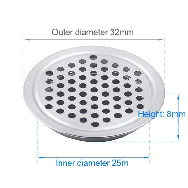 10pcs Flat Surface 25mm Cabinet Round Air Vent Stainless Steel Louvered Grille Cover Vents with Little Holes - Image 2