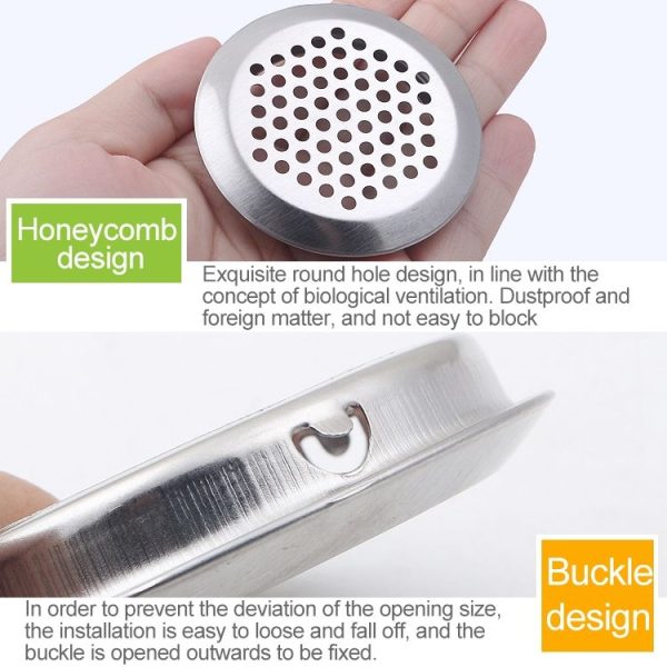10pcs Flat Surface 25mm Cabinet Round Air Vent Stainless Steel Louvered Grille Cover Vents with Little Holes - Image 3