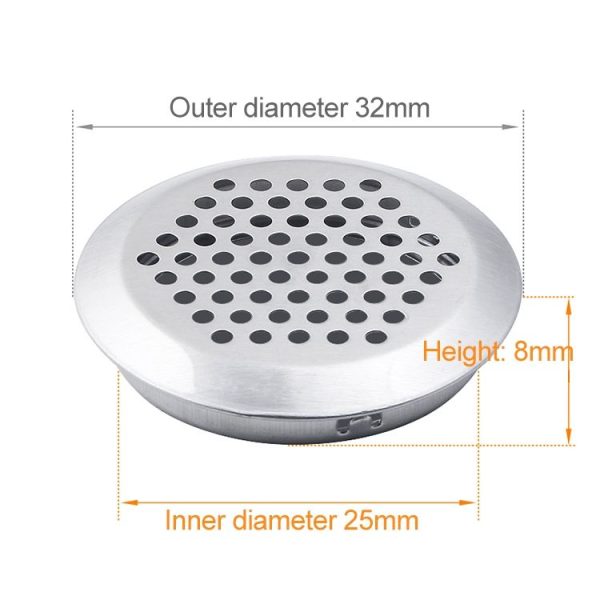 10pcs Bevel Surface 25mm Cabinet Round Air Vent Stainless Steel Louvered Grille Cover Vents with Little Holes - Image 2