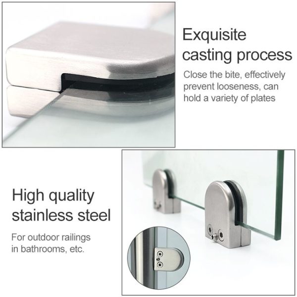9-14mm Concave Curved Bottom Matte Polished 304 Stainless Steel Fixed Clip Railing Glass Wood Layer Board Clamp Bracket - Image 5