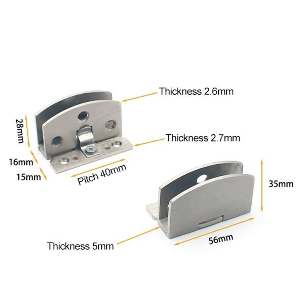 Open Hole Free Brushed Surface Glass Hinge, Size: L, 8-10mm - Image 3