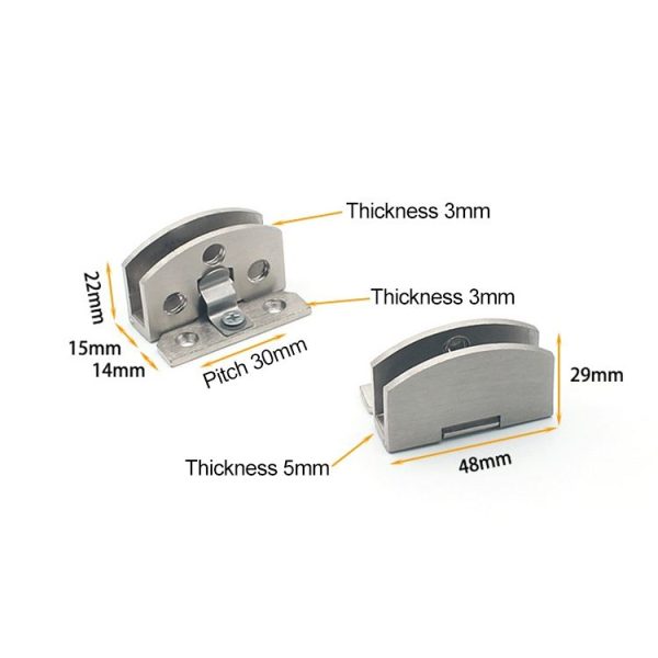 Open Hole Free Brushed Surface Glass Hinge, Size: S, 3-7mm - Image 3