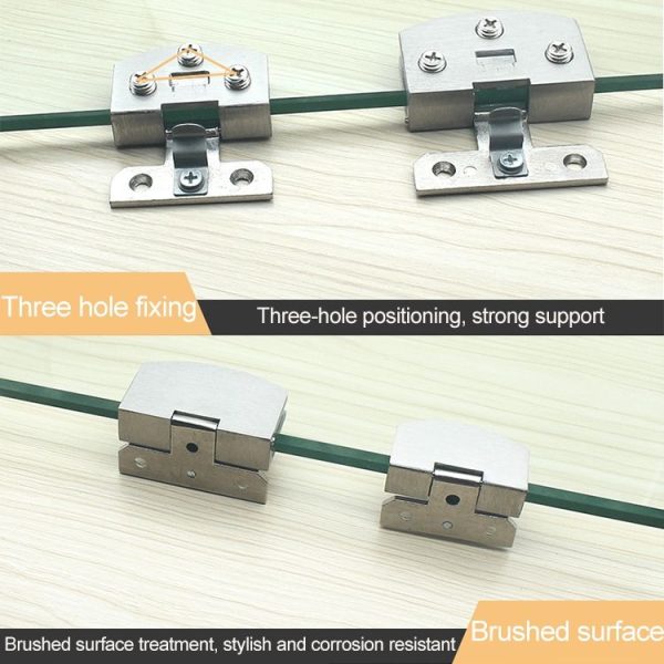 Open Hole Free Brushed Surface Glass Hinge, Size: S, 3-7mm - Image 4