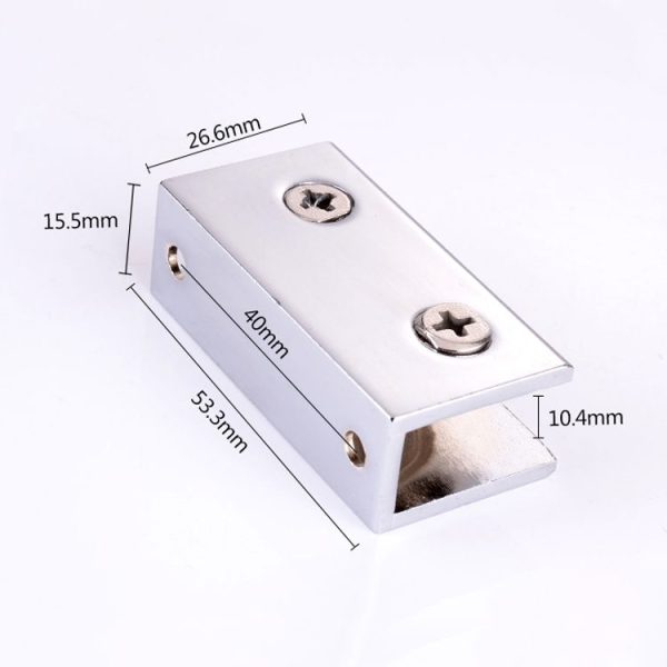 Zinc Alloy Bright Fixed Bracket Connection 10mm Rectangular Glass Fixing Clamp - Image 2