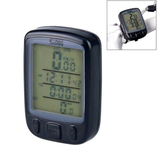 SUNDING 563A Bike Bicycle Waterproof Wired LCD Screen Luminous Mileage Speedometer Odometer, Chinese Version (Black)