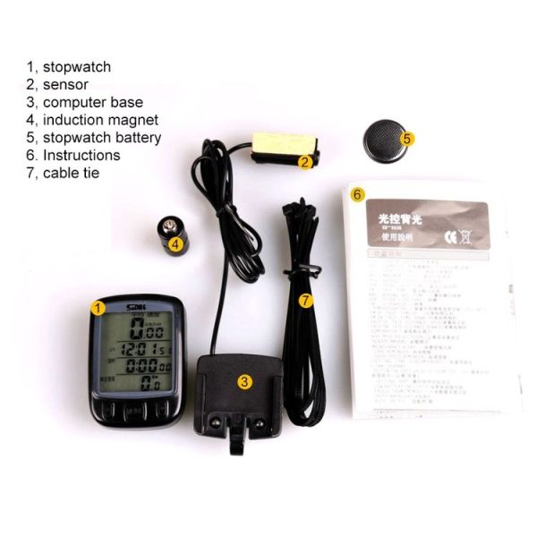 SUNDING 563A Bike Bicycle Waterproof Wired LCD Screen Luminous Mileage Speedometer Odometer, Chinese Version (Black) - Image 8