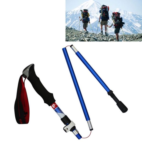 5 Node Portable Foldable Aluminium Alloy Alpenstocks Trekking Poles, Folding Length: 28.5CM (Blue)
