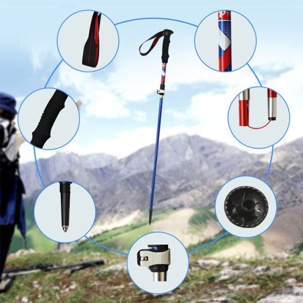 5 Node Portable Foldable Aluminium Alloy Alpenstocks Trekking Poles, Folding Length: 28.5CM (Blue) - Image 3