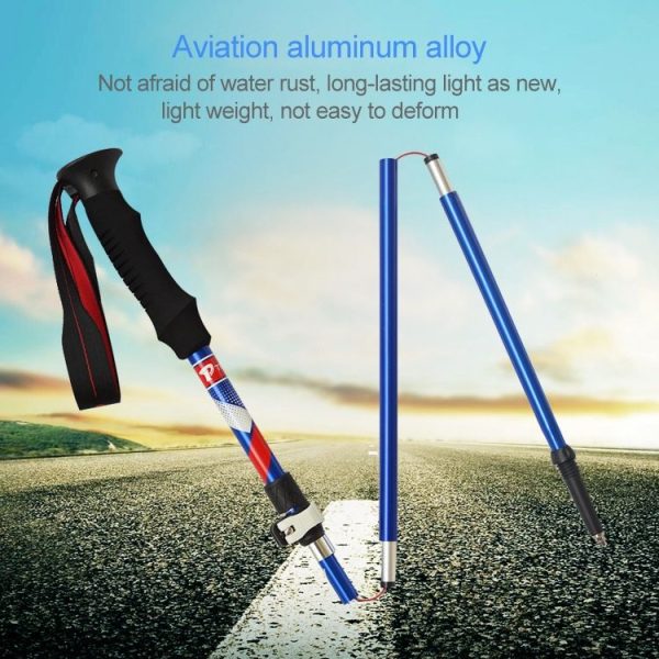 5 Node Portable Foldable Aluminium Alloy Alpenstocks Trekking Poles, Folding Length: 28.5CM (Blue) - Image 4