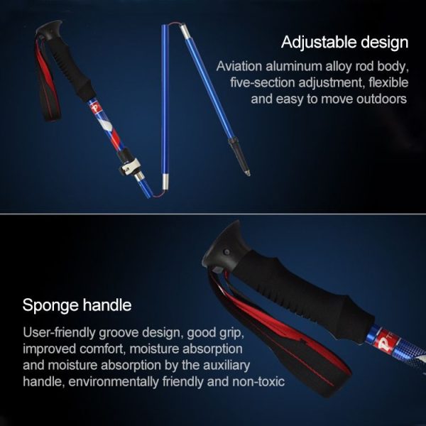 5 Node Portable Foldable Aluminium Alloy Alpenstocks Trekking Poles, Folding Length: 28.5CM (Blue) - Image 6