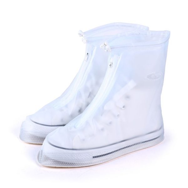 Fashion PVC Non-slip Waterproof Thick-soled Shoe Cover Size: M (White) - Image 2