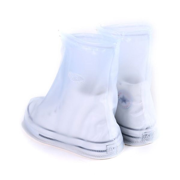 Fashion PVC Non-slip Waterproof Thick-soled Shoe Cover Size: M (White) - Image 3