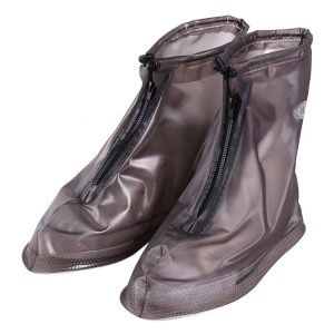 Fashion PVC Non-slip Waterproof Thick-soled Shoe Cover Size: L (Coffee)